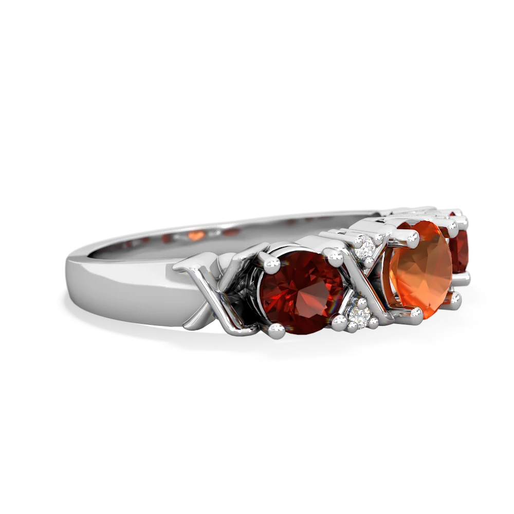 Fire Opal Hugs And Kisses 14K White Gold ring R5016