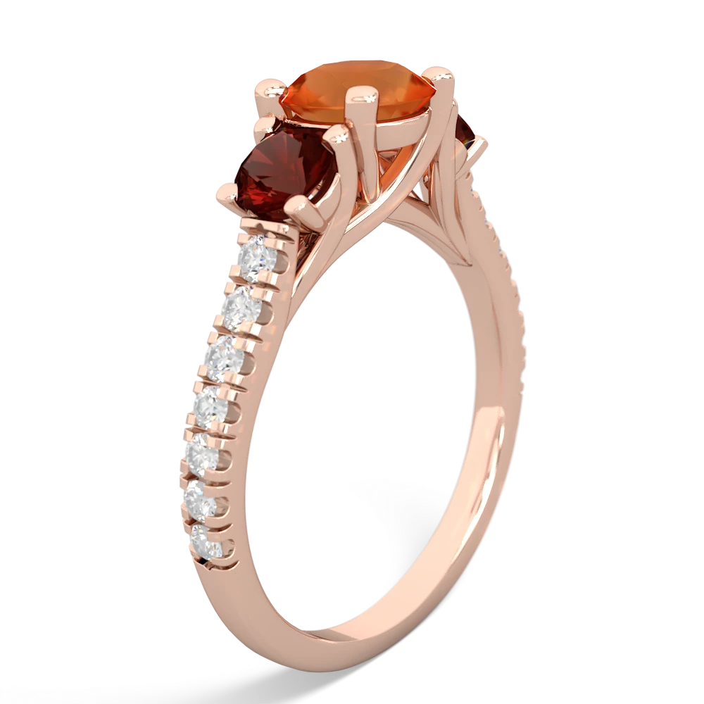 Fire Opal Pave Trellis 14K Rose Gold ring R5500