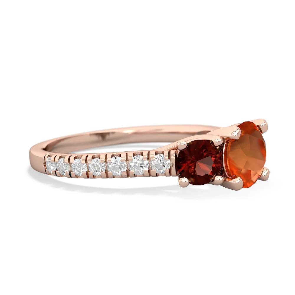 Fire Opal Pave Trellis 14K Rose Gold ring R5500