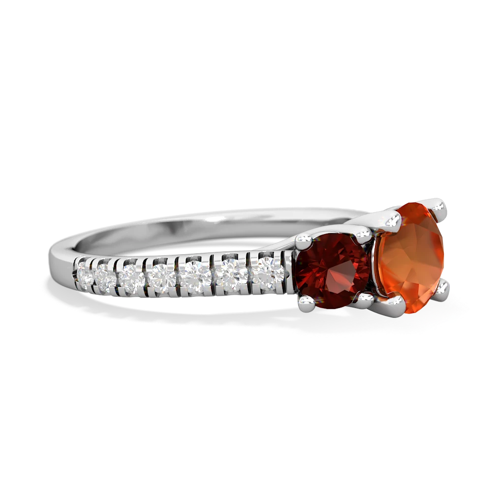 Fire Opal Pave Trellis 14K White Gold ring R5500