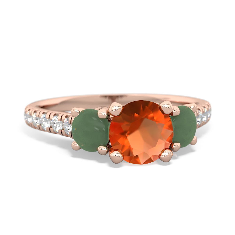 Fire Opal Pave Trellis 14K Rose Gold ring R5500