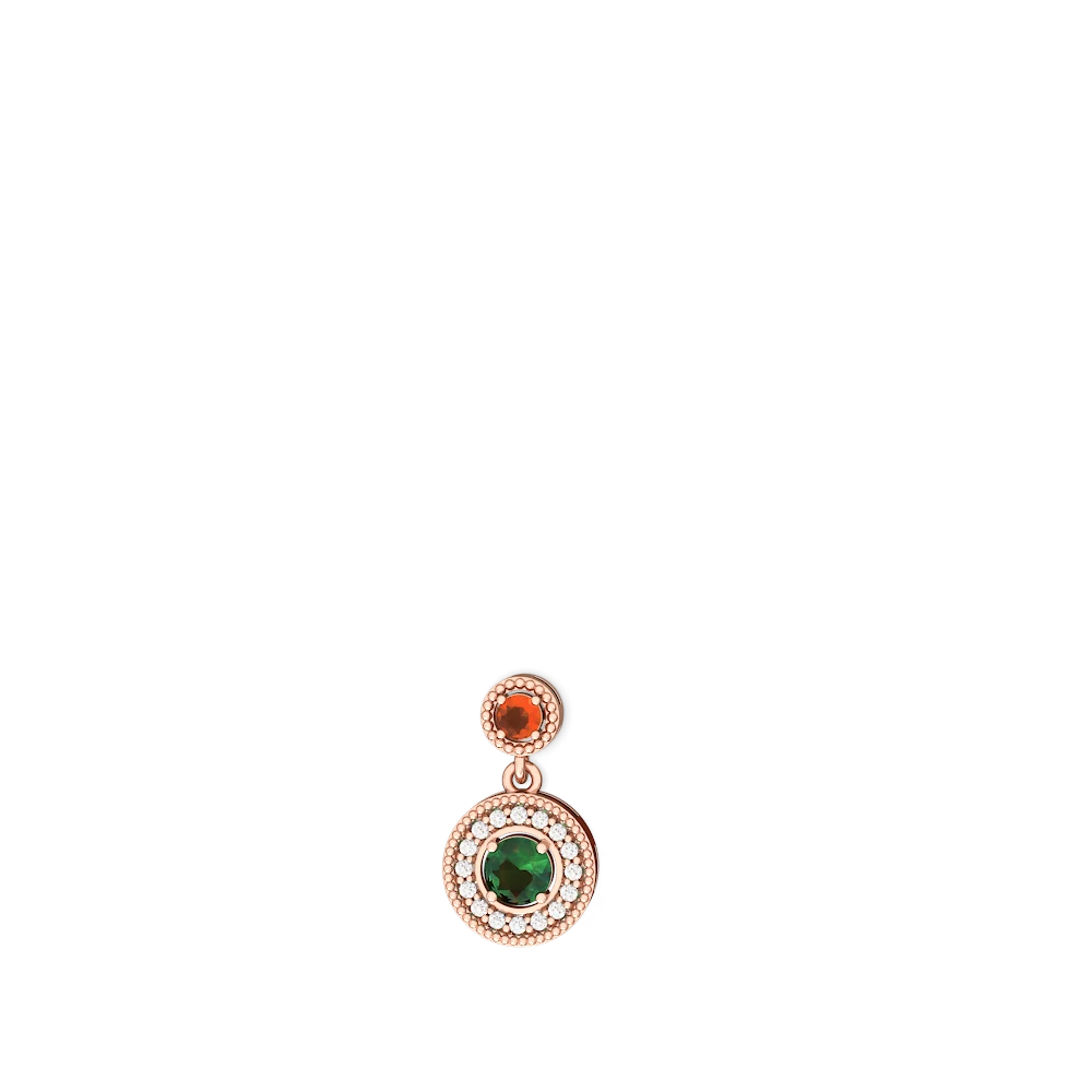 Fire Opal Halo Dangle 14K Rose Gold earrings E5319