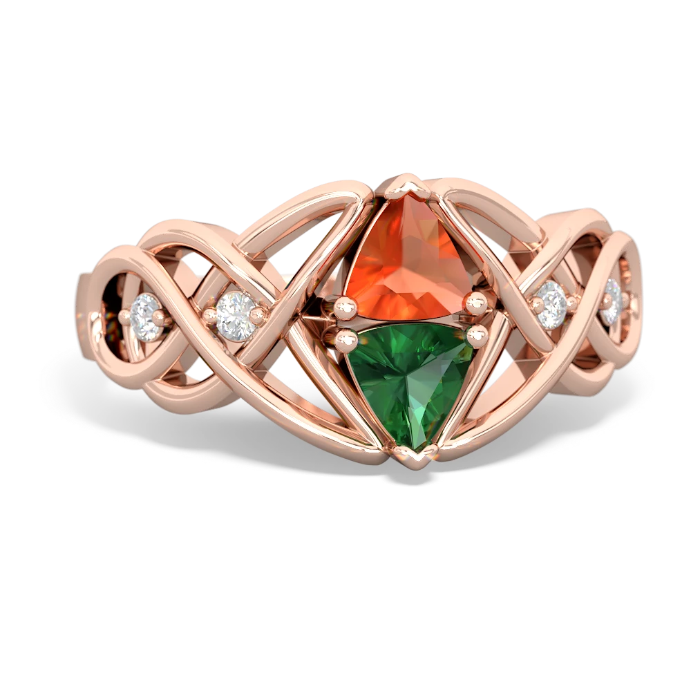 Fire Opal Keepsake Celtic Knot 14K Rose Gold ring R5300