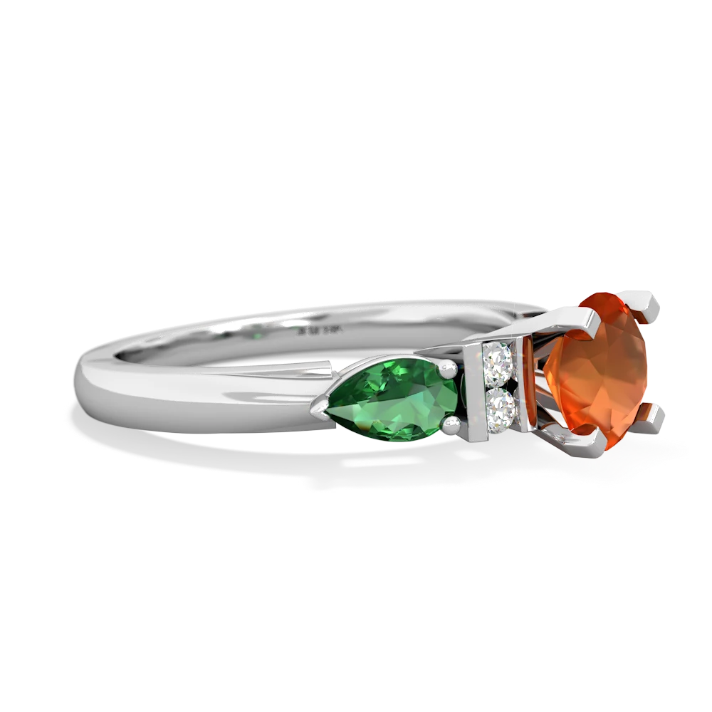 Fire Opal 6Mm Round Eternal Embrace Engagement 14K White Gold ring R2005