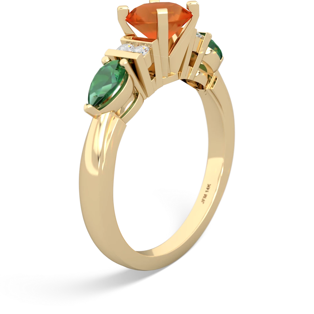 Fire Opal 6Mm Round Eternal Embrace Engagement 14K Yellow Gold ring R2005