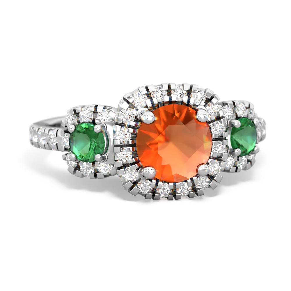 Fire Opal Regal Halo 14K White Gold ring R5350