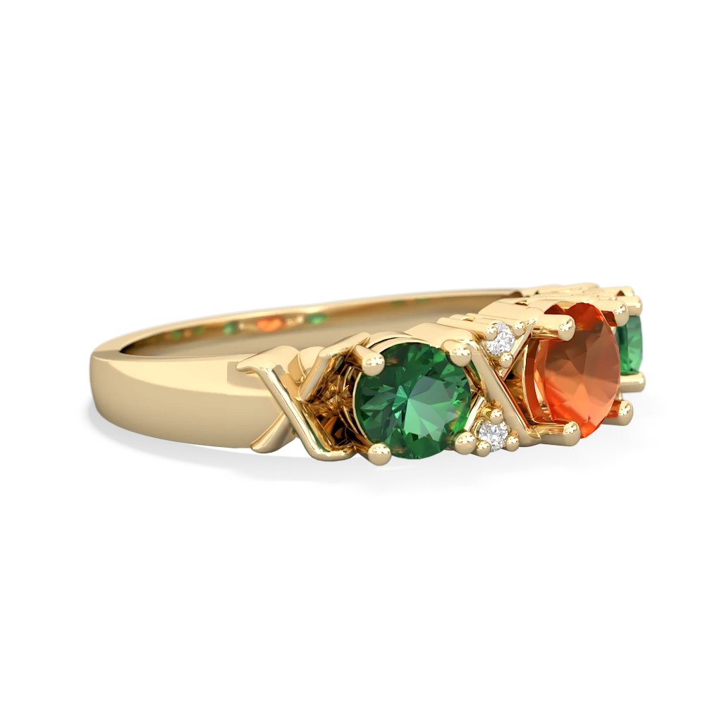 Fire Opal Hugs And Kisses 14K Yellow Gold ring R5016