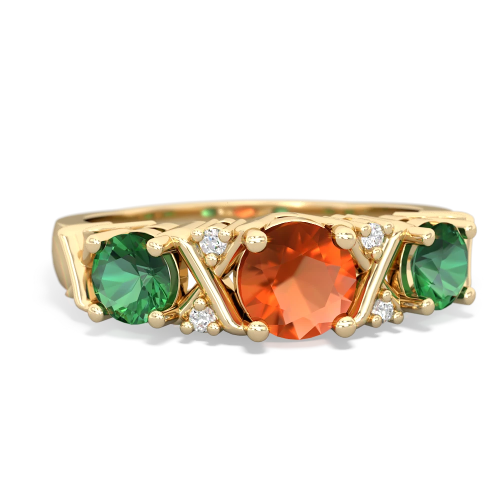 Fire Opal Hugs And Kisses 14K Yellow Gold ring R5016