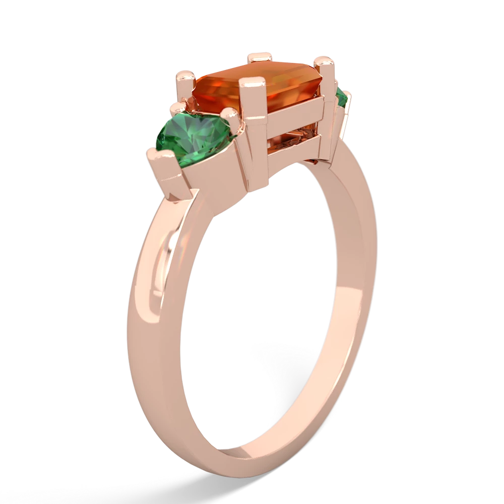 Fire Opal Three Stone 14K Rose Gold ring R5235