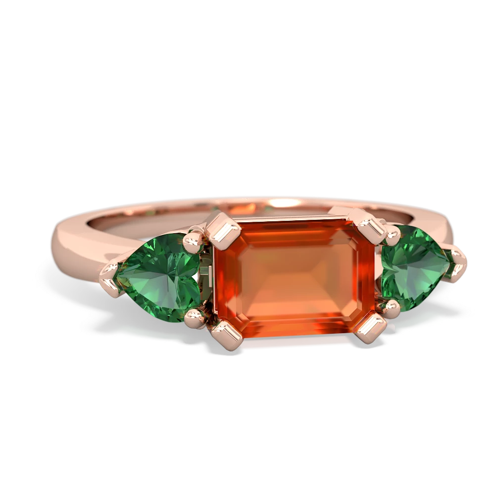 Fire Opal Three Stone 14K Rose Gold ring R5235