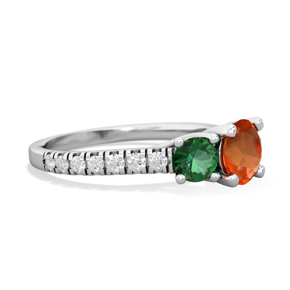 Fire Opal Pave Trellis 14K White Gold ring R5500