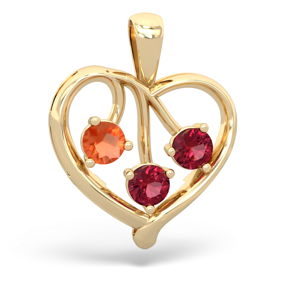 Fire Opal Glowing Heart 14K Yellow Gold pendant P2233