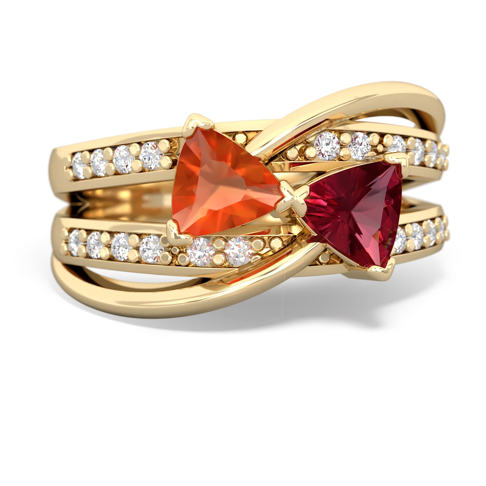 Fire Opal Bowtie 14K Yellow Gold ring R2360