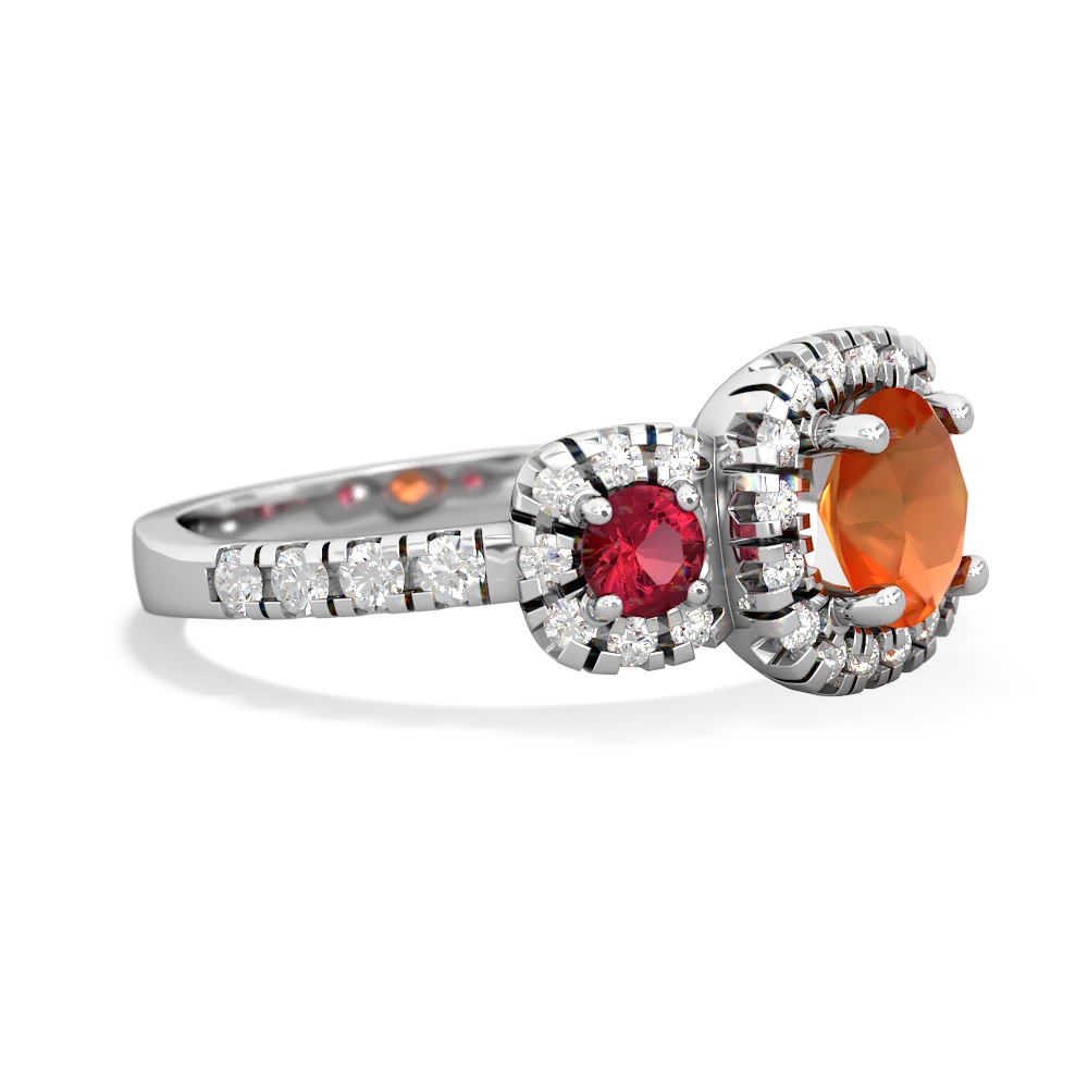 Fire Opal Regal Halo 14K White Gold ring R5350