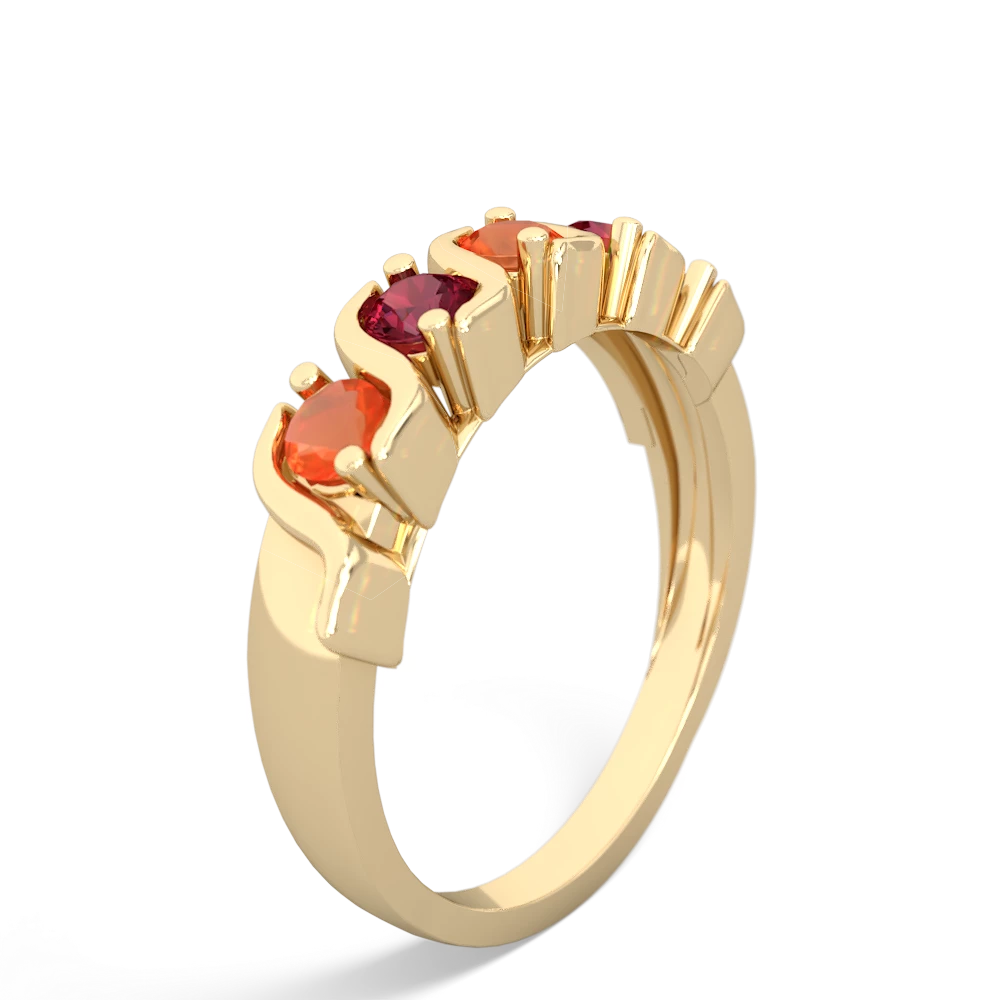 Fire Opal Anniversary Band 14K Yellow Gold ring R2089