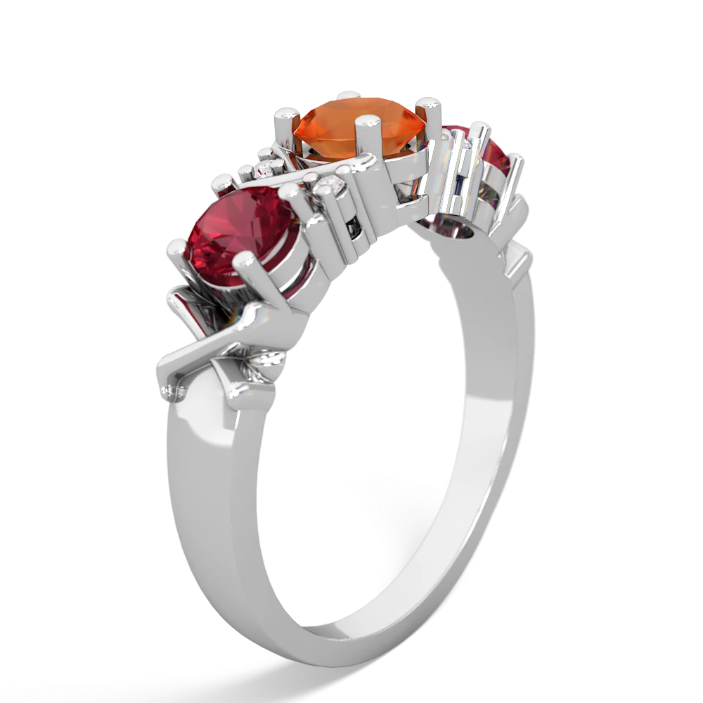 Fire Opal Hugs And Kisses 14K White Gold ring R5016