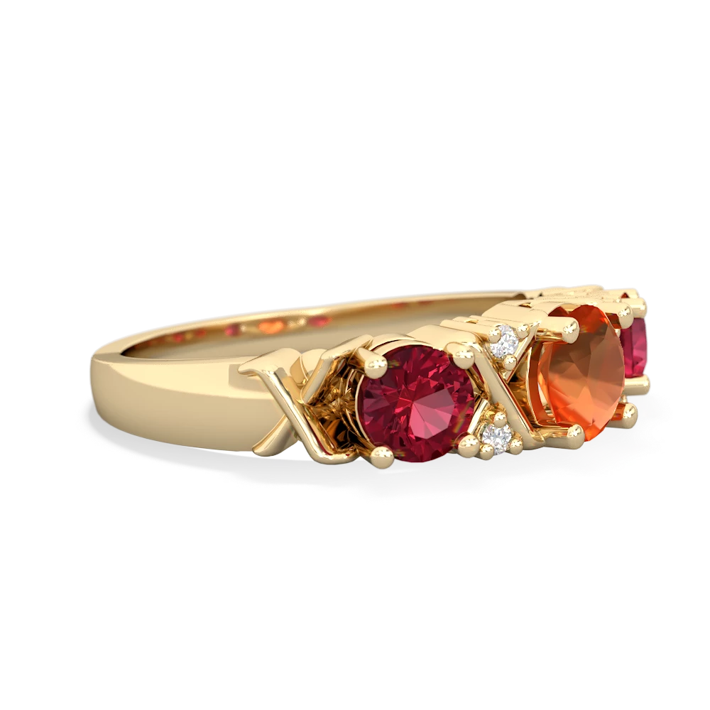 Fire Opal Hugs And Kisses 14K Yellow Gold ring R5016