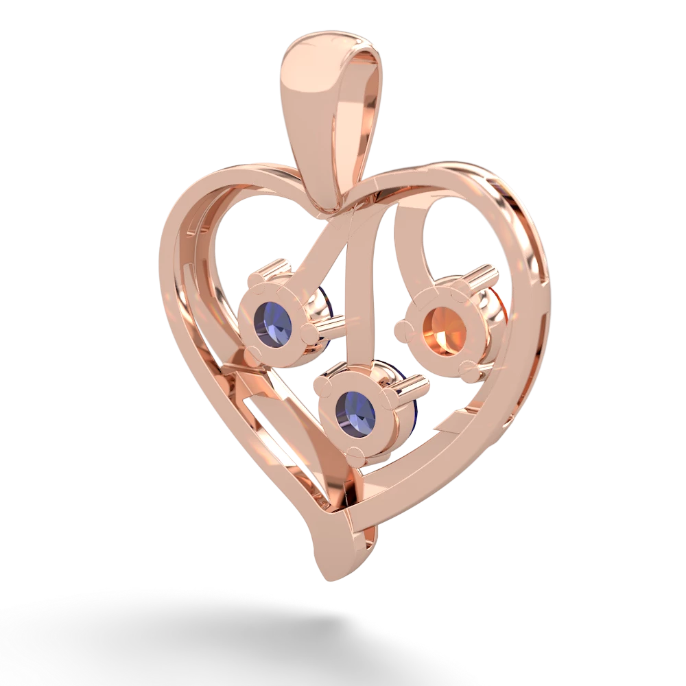 Fire Opal Glowing Heart 14K Rose Gold pendant P2233