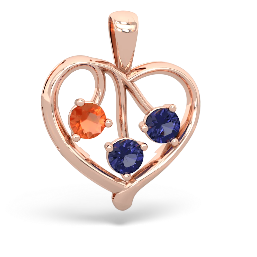 Fire Opal Glowing Heart 14K Rose Gold pendant P2233