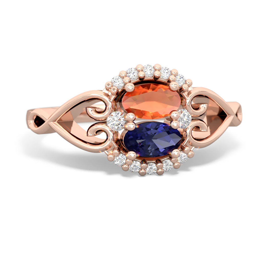 Fire Opal Love Nest 14K Rose Gold ring R5860