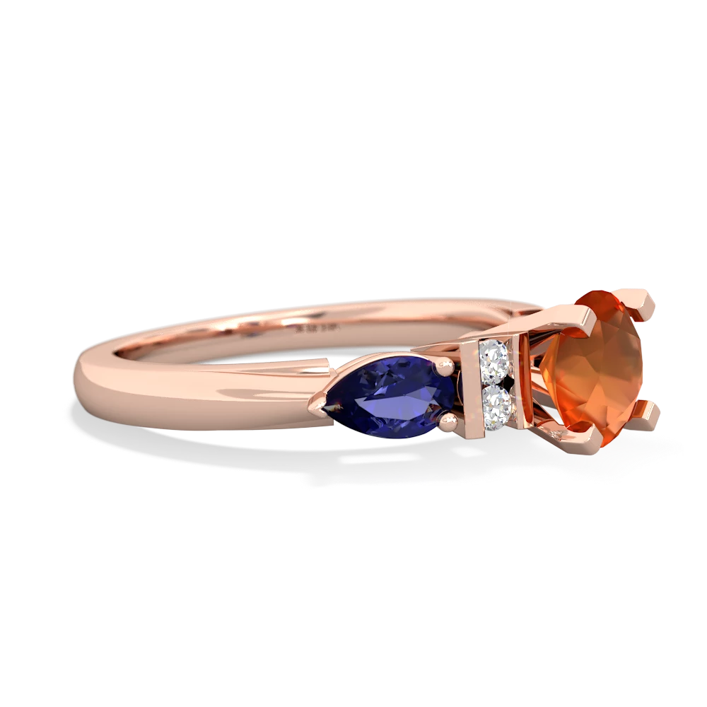 Fire Opal 6Mm Round Eternal Embrace Engagement 14K Rose Gold ring R2005