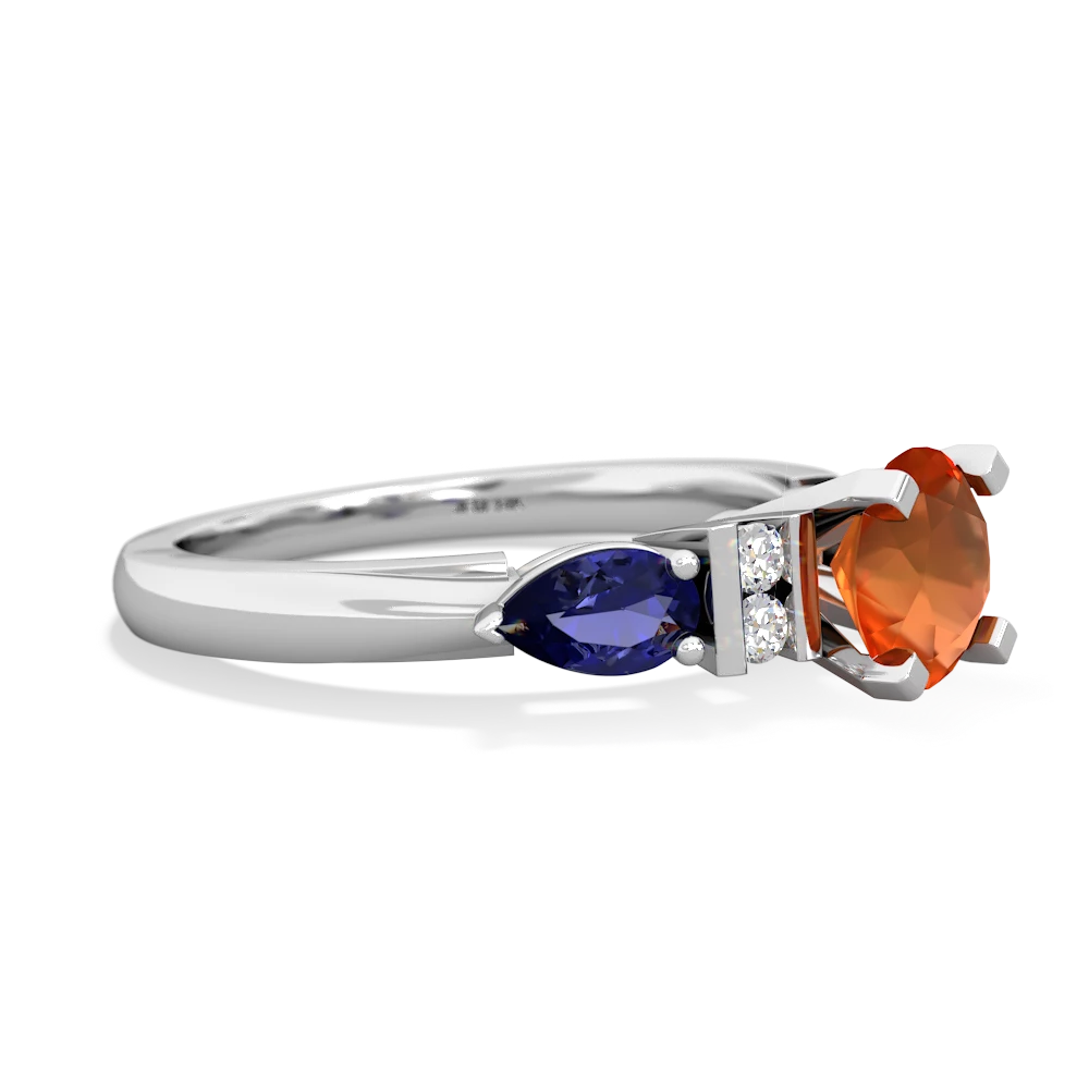 Fire Opal 6Mm Round Eternal Embrace Engagement 14K White Gold ring R2005