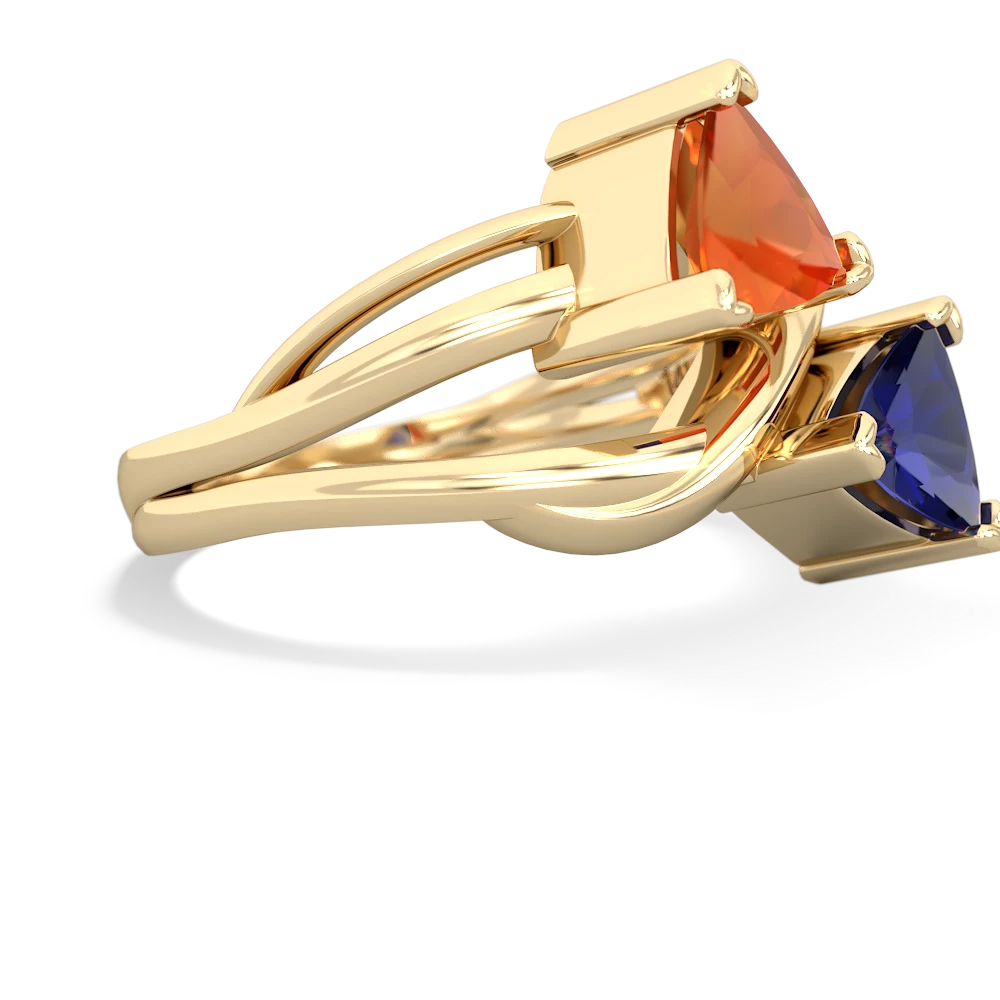 Fire Opal Split Band Swirl 14K Yellow Gold ring R2341