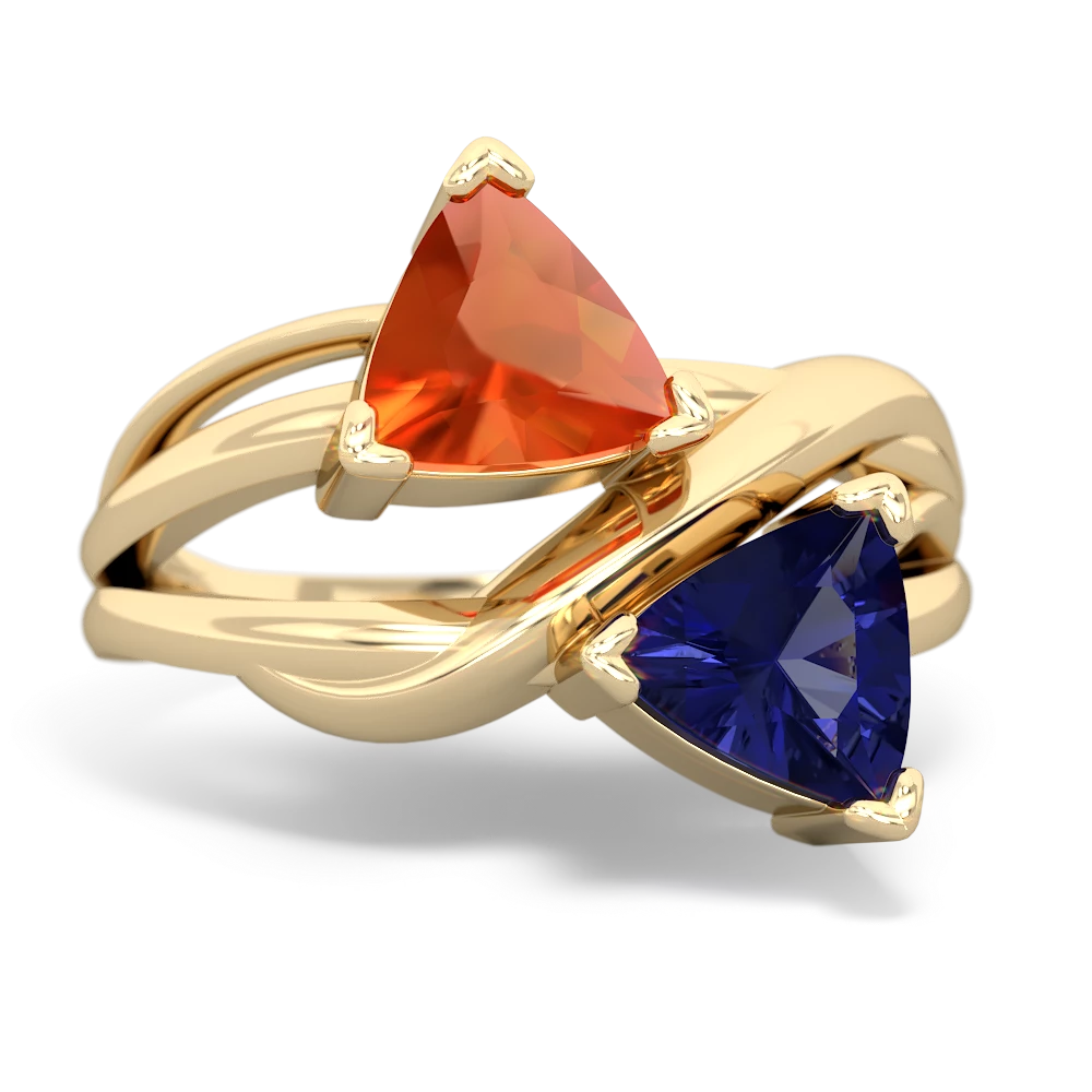 Fire Opal Split Band Swirl 14K Yellow Gold ring R2341