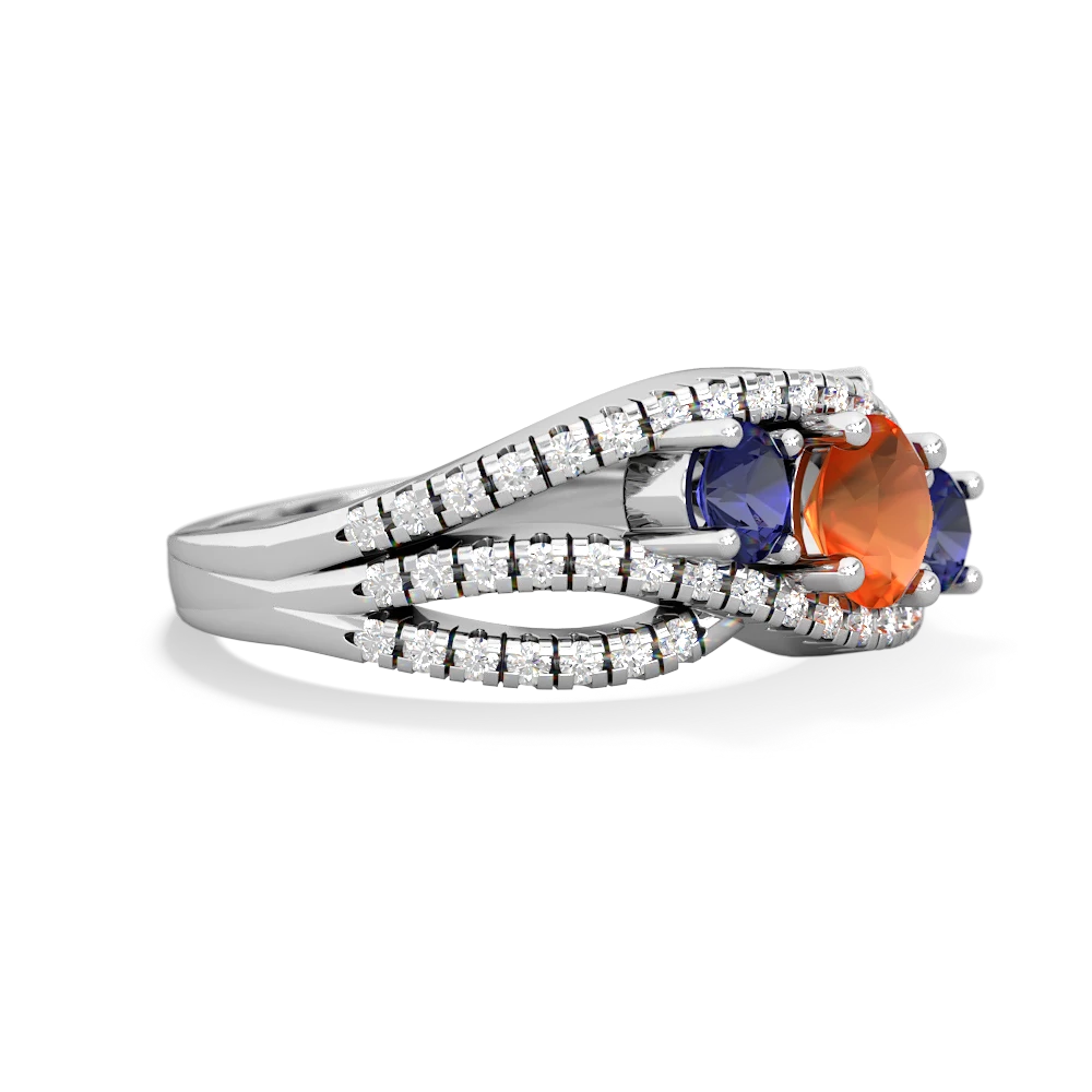 Fire Opal Three Stone Aurora 14K White Gold ring R3080