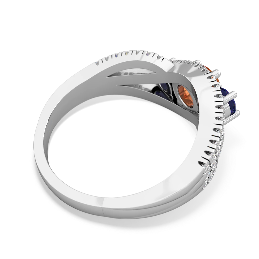 Fire Opal Three Stone Aurora 14K White Gold ring R3080