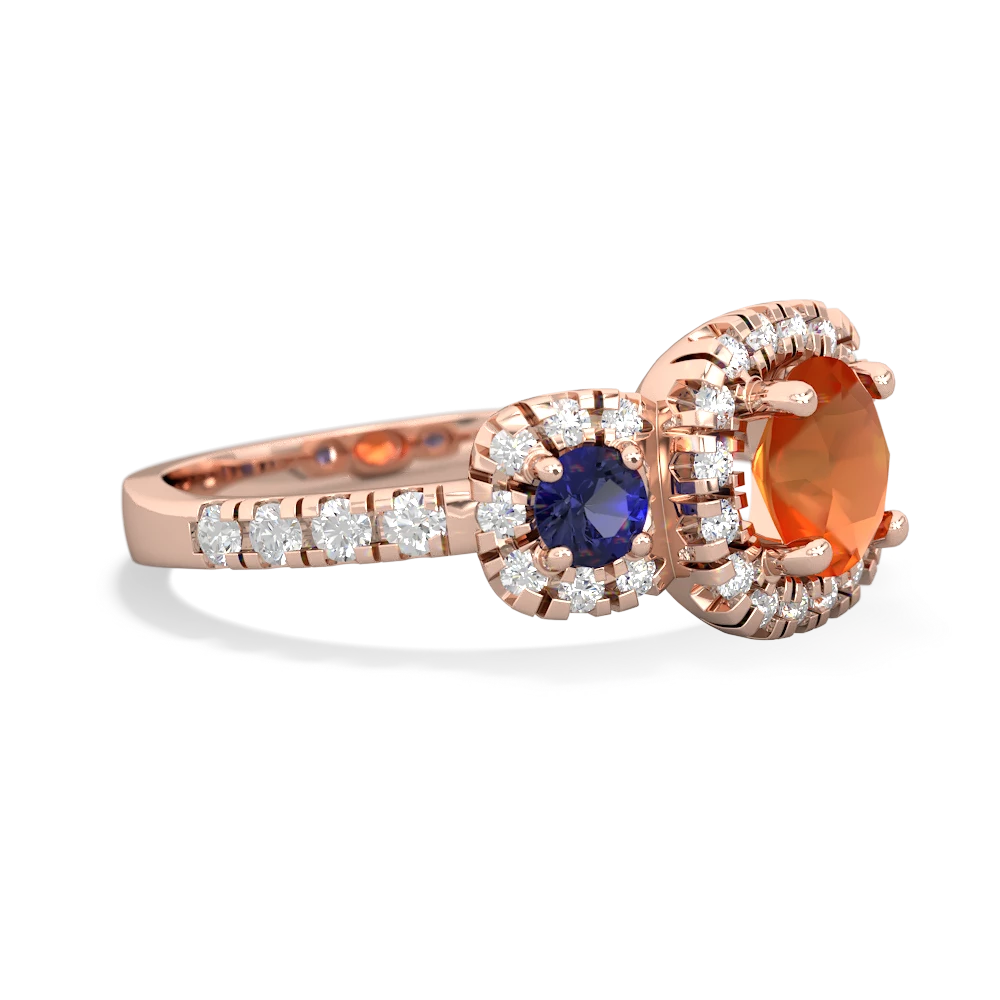 Fire Opal Regal Halo 14K Rose Gold ring R5350