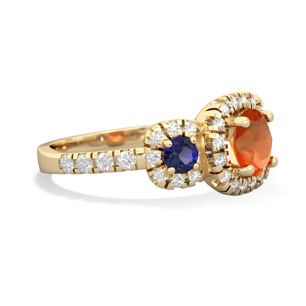 Fire Opal Regal Halo 14K Yellow Gold ring R5350