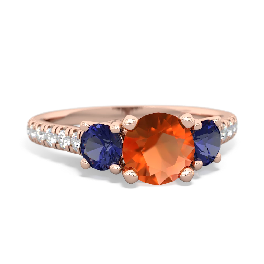 Fire Opal Pave Trellis 14K Rose Gold ring R5500