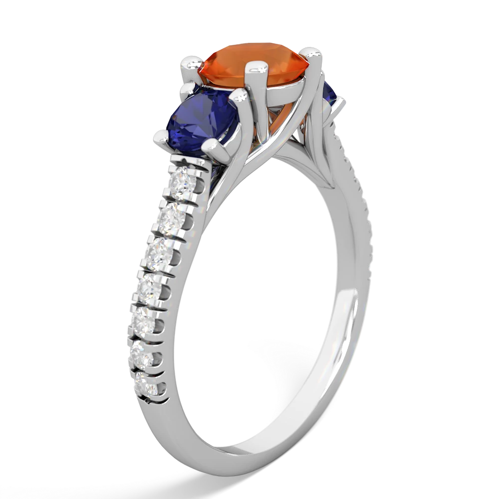 Fire Opal Pave Trellis 14K White Gold ring R5500