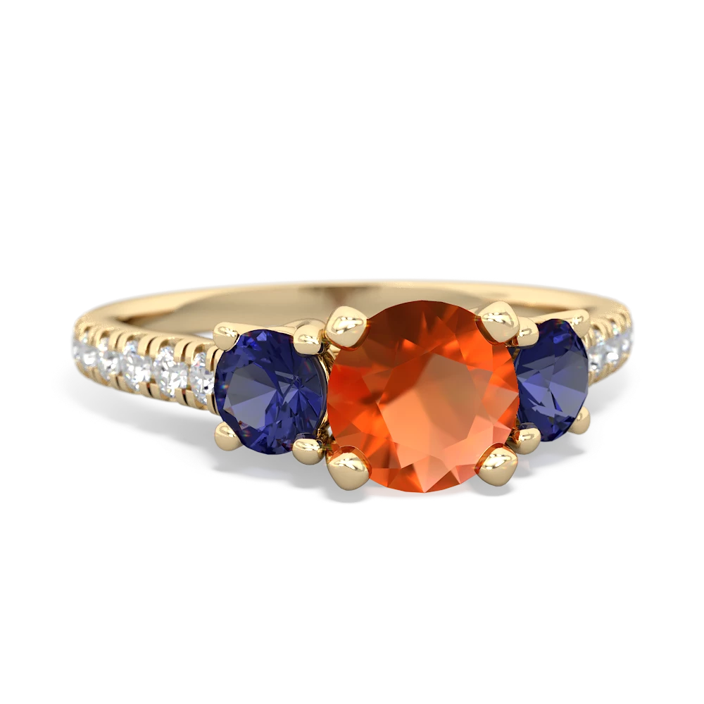 Fire Opal Pave Trellis 14K Yellow Gold ring R5500