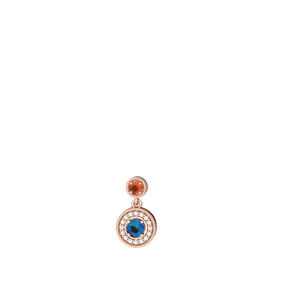 Fire Opal Halo Dangle 14K Rose Gold earrings E5319