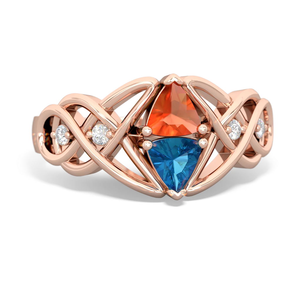 Fire Opal Keepsake Celtic Knot 14K Rose Gold ring R5300