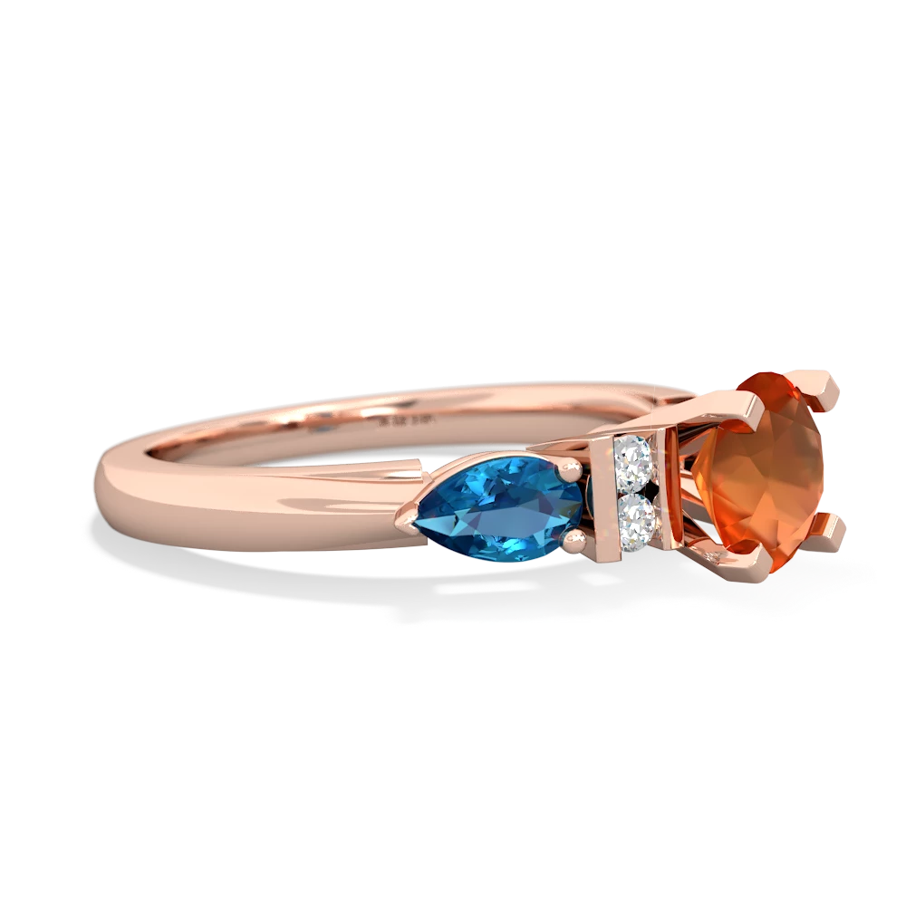 Fire Opal 6Mm Round Eternal Embrace Engagement 14K Rose Gold ring R2005