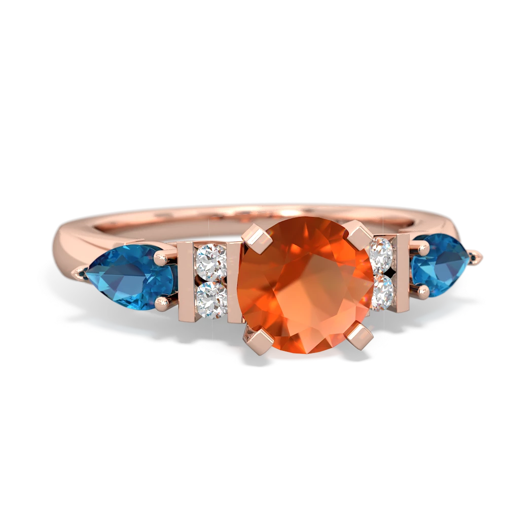 Fire Opal 6Mm Round Eternal Embrace Engagement 14K Rose Gold ring R2005