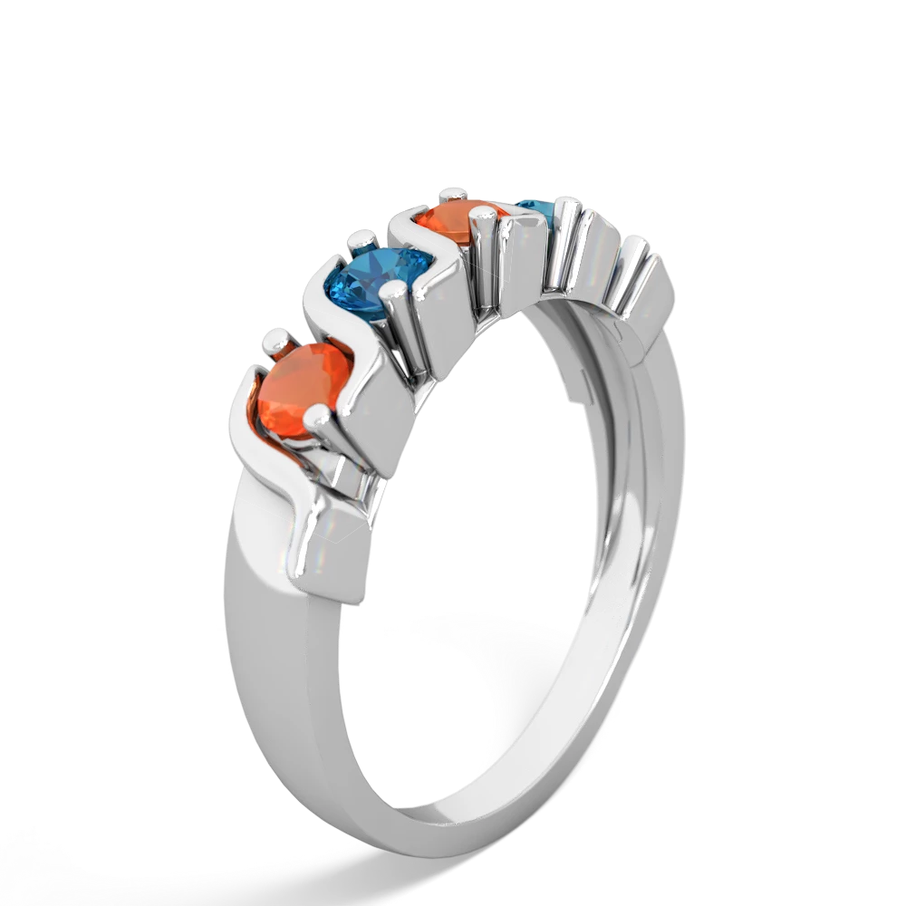 Fire Opal Anniversary Band 14K White Gold ring R2089