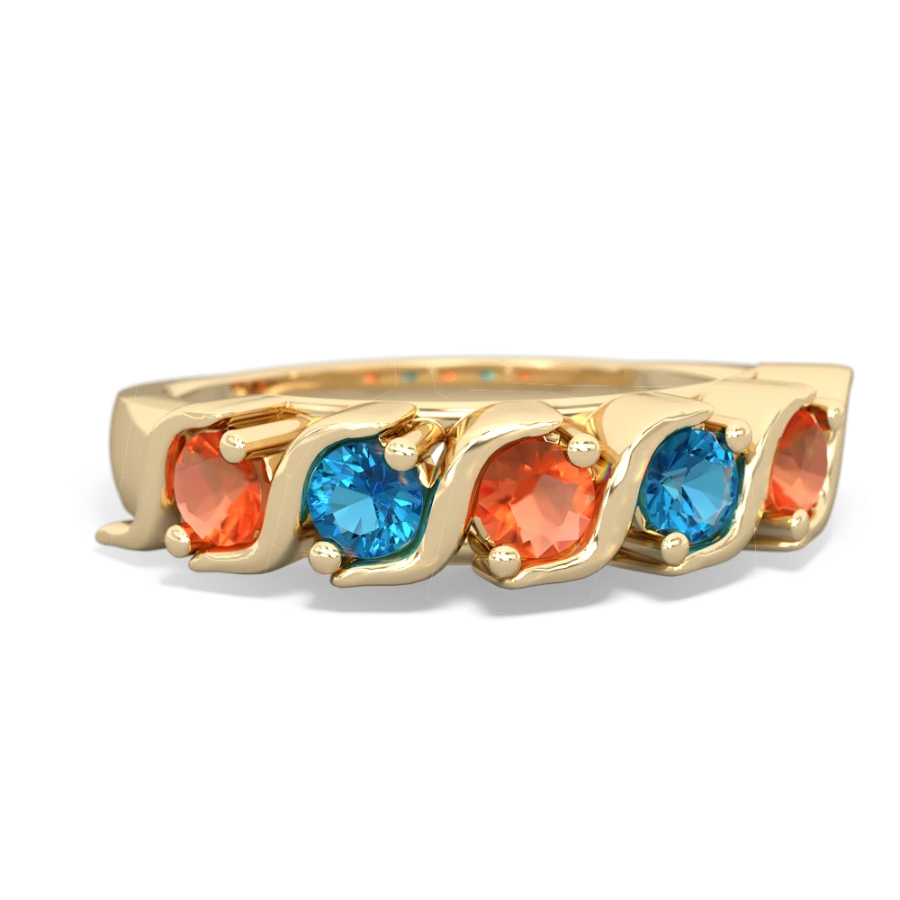 Fire Opal Anniversary Band 14K Yellow Gold ring R2089