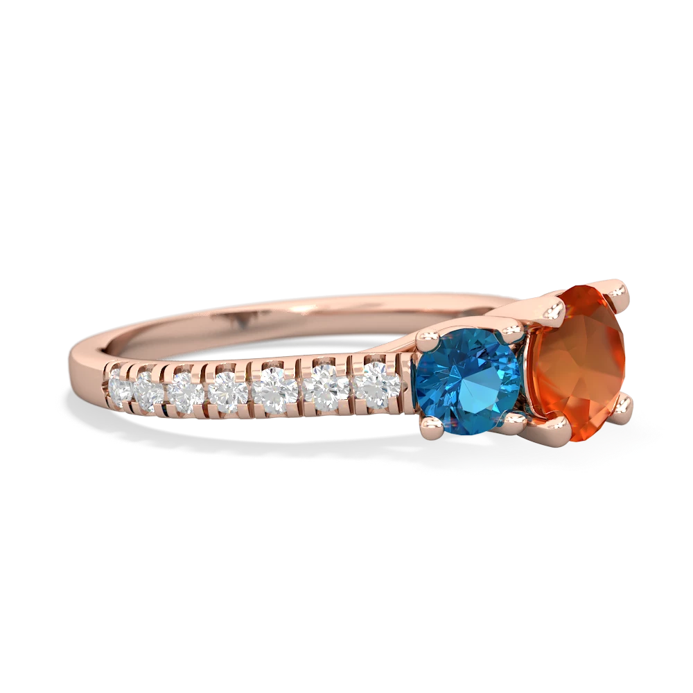 Fire Opal Pave Trellis 14K Rose Gold ring R5500