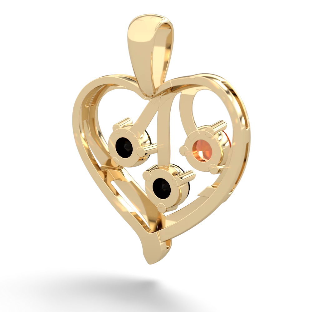 Fire Opal Glowing Heart 14K Yellow Gold pendant P2233