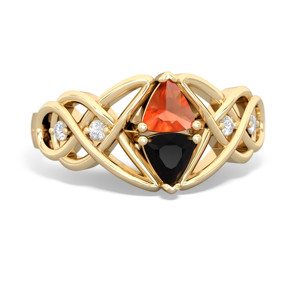 Fire Opal Keepsake Celtic Knot 14K Yellow Gold ring R5300