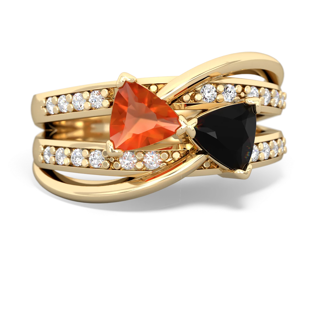 Fire Opal Bowtie 14K Yellow Gold ring R2360