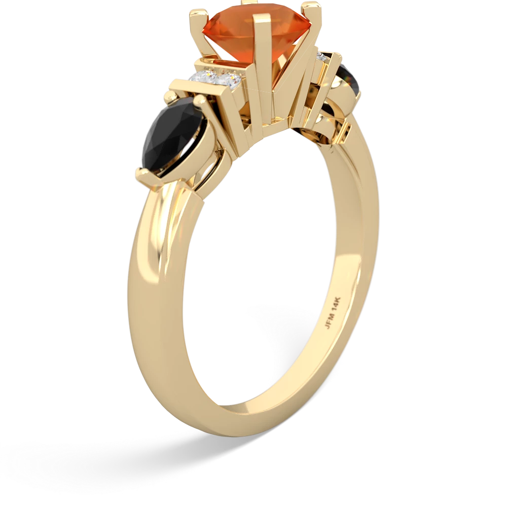 Fire Opal 6Mm Round Eternal Embrace Engagement 14K Yellow Gold ring R2005