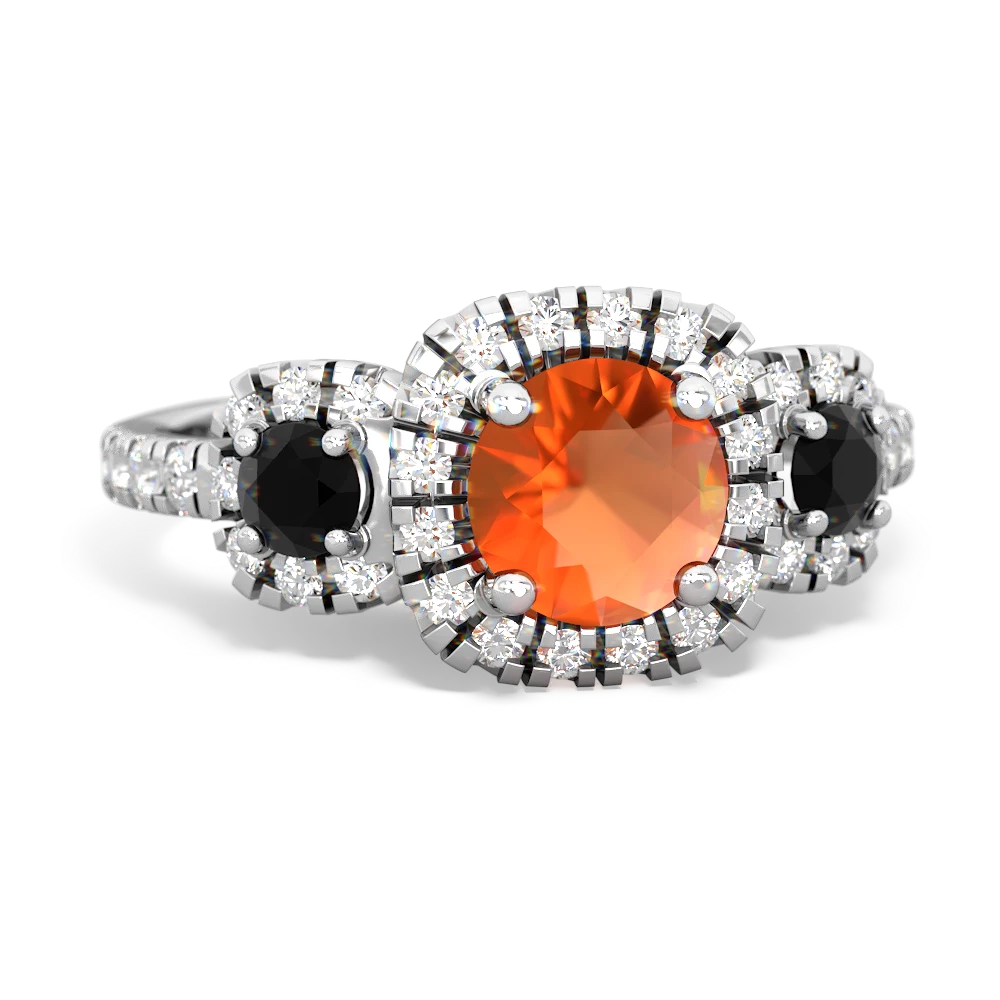 Fire Opal Regal Halo 14K White Gold ring R5350