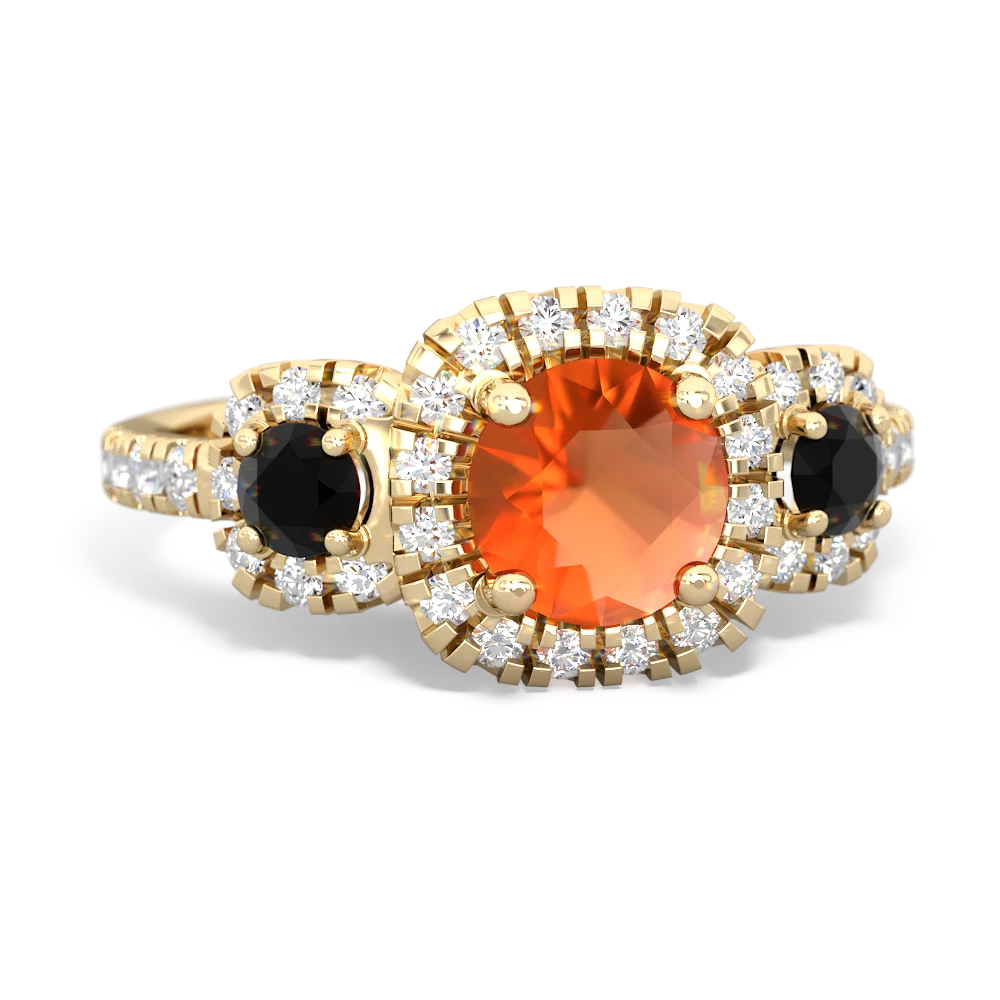 Fire Opal Regal Halo 14K Yellow Gold ring R5350