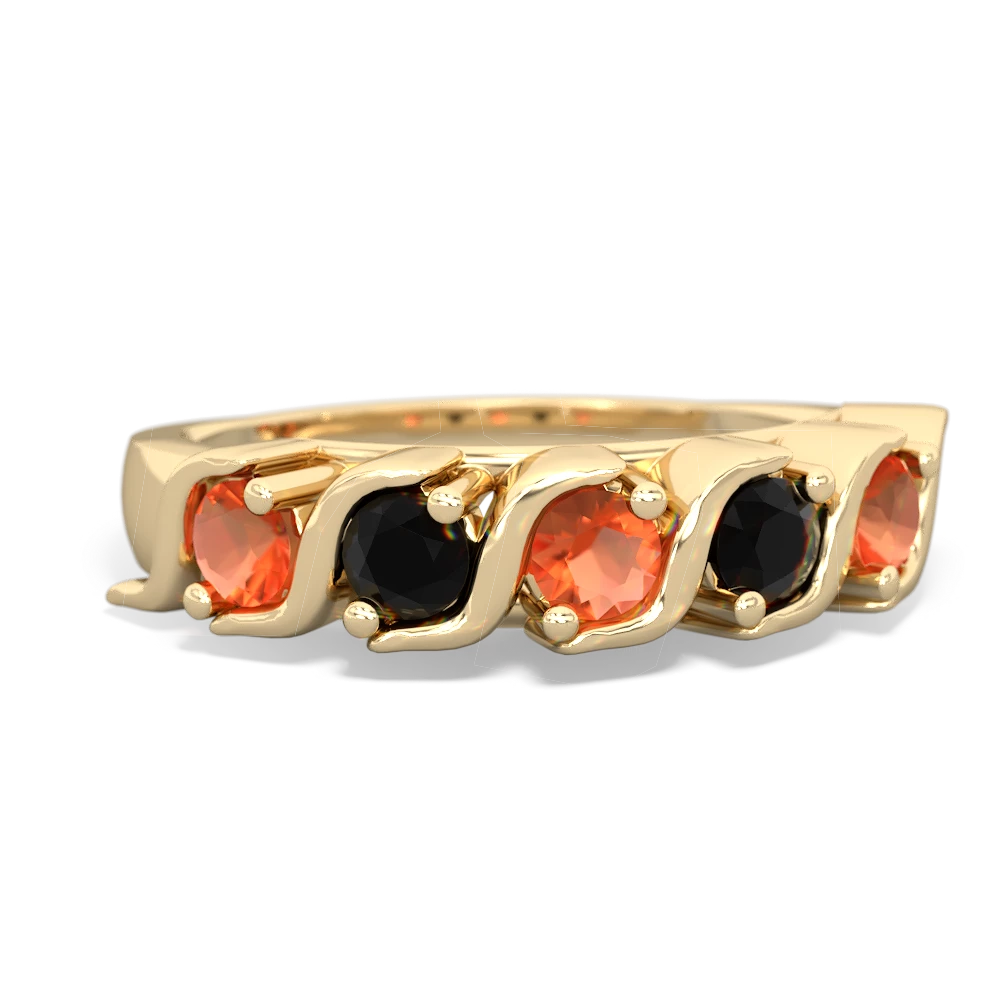 Fire Opal Anniversary Band 14K Yellow Gold ring R2089