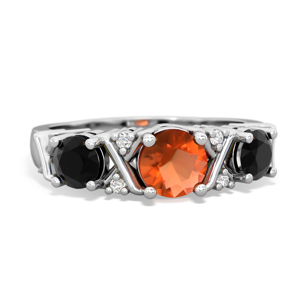 Fire Opal Hugs And Kisses 14K White Gold ring R5016